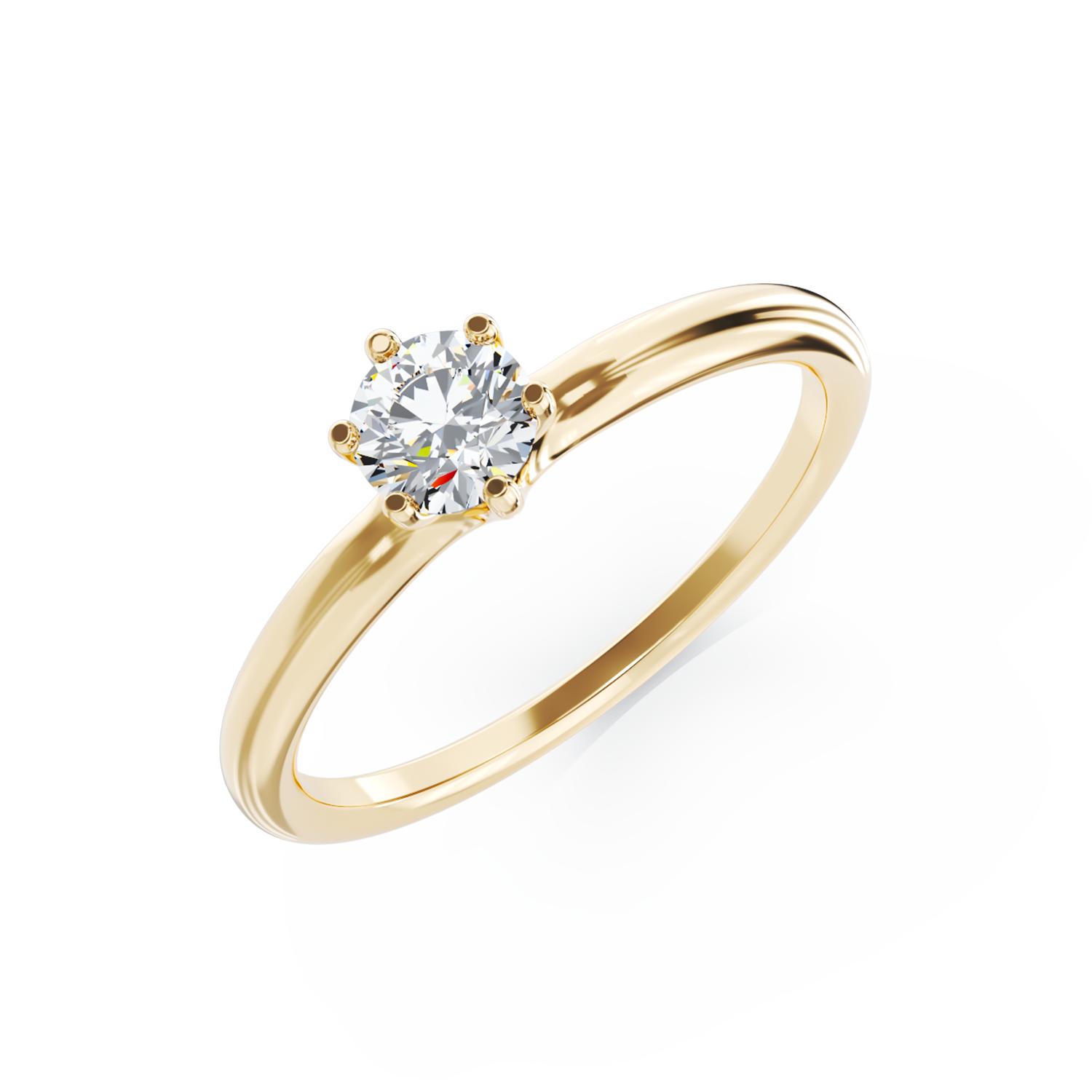 Inel de logodna din aur galben de 18K cu un diamant solitaire de 0.3ct